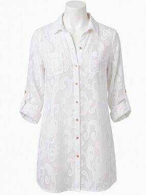 Lilly Pulitzer Natalie Shirtdress Swim Cover-Up in Resort White XS